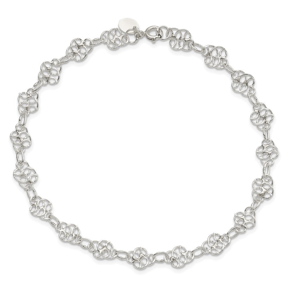 Sterling Silver Fancy Polished Anklet