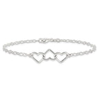 Sterling Silver 10inch Solid Polished Fancy Heart Link Anklet