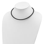 Sterling Silver 4mm Black Rubber Cord Necklace