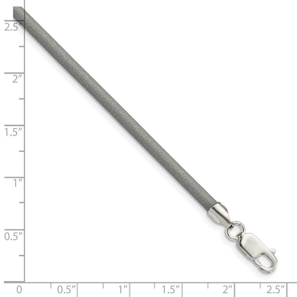 Sterling Silver 3mm Metallic Rubber Cord Necklace