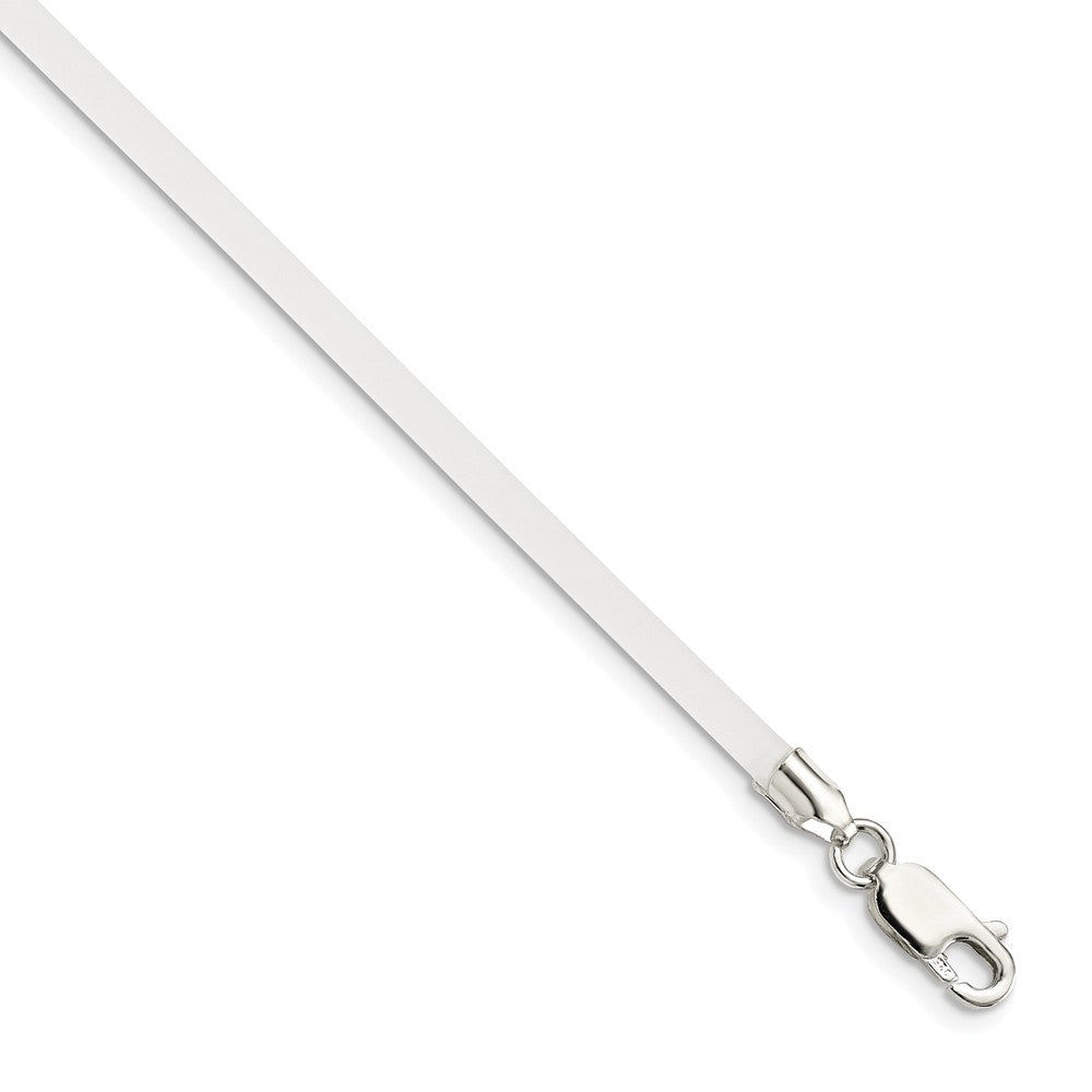 Sterling Silver 16inch 3mm Frosted Clear Rubber Cord Necklace