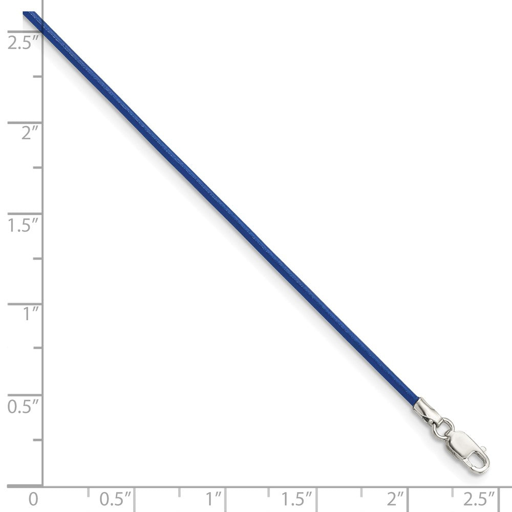 Sterling Silver 1.5mm Royal Blue Leather Cord Necklace