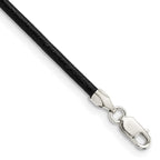 Sterling Silver 2mm Black Leather Cord Necklace