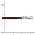 Sterling Silver 2mm Brown Leather Cord Necklace