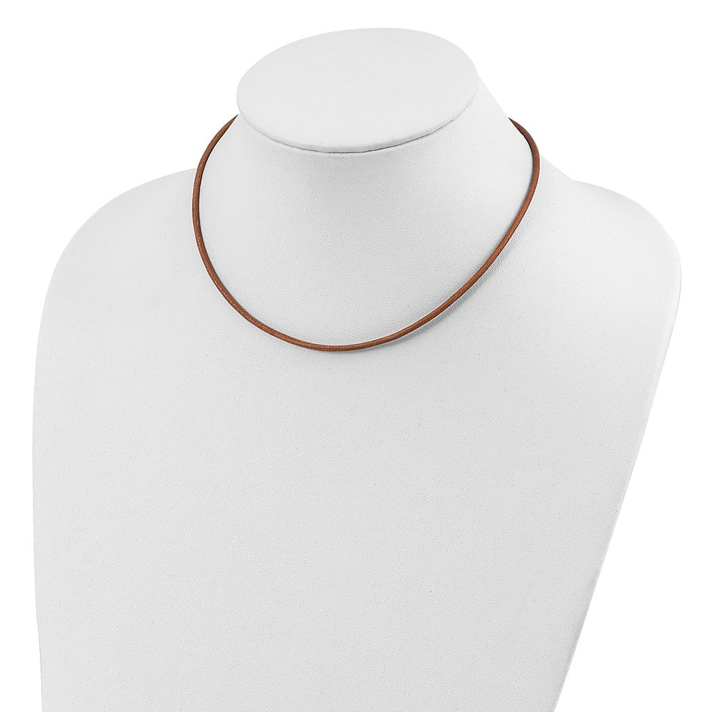 Sterling Silver 2mm Natural Leather Cord Necklace