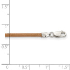 Sterling Silver 2mm Natural Leather Cord Necklace