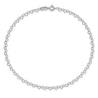 Sterling Silver 0.5mm Fancy Heart Link Anklet