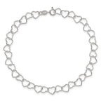 Sterling Silver 0.6mm Fancy Heart Link Anklet