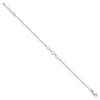 Sterling Silver Three Hearts 8 inch Plus 1 inch Extender - Total 9 inch Anklet