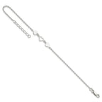 Sterling Silver Three Hearts 8 inch Plus 1 inch Extender - Total 9 inch Anklet