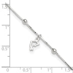 Sterling Silver Dolphin 9 inch Plus 1 inch Extender - Total 10 inch Anklet