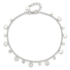 Sterling Silver Circle Disc 9 inch Plus 1 inch Extender - Total 10 inch Anklet