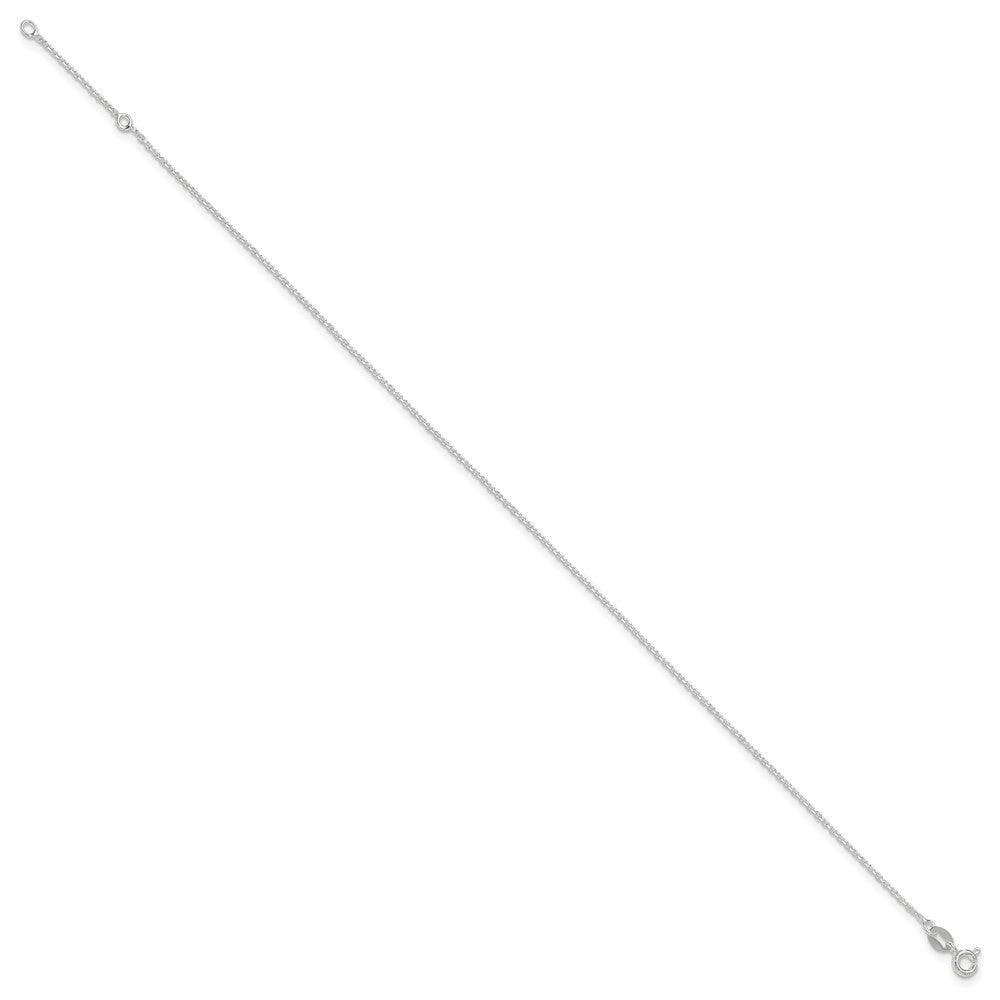 Sterling Silver 1mm Cable Chain 9 inch Plus 1 inch Extender - Total 10 inch Anklet