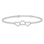 Sterling Silver Interlocking Hearts 8 inch Plus 1 inch Extender - Total 9 inch Anklet