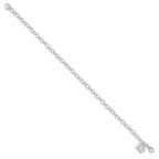Sterling Silver Small Oval Rolo Link with Butterfly Anklet