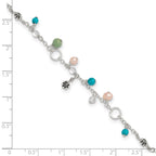 Sterling Silver Turquoise/Clear Bead/FW Cultured Pearl Anklet