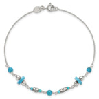 Sterling Silver Antiqued Turquoise Beaded Anklet