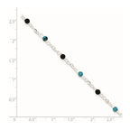 Sterling Silver Onyx/Turquoise Beads Anklet