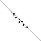 Sterling Silver 9 inch Shadow Crystal & Lapis Anklet