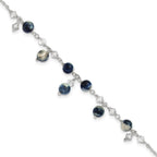 Sterling Silver 9 inch Shadow Crystal & Lapis Anklet