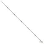 Sterling Silver Purple Glass Anklet