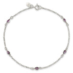 Sterling Silver Purple Glass Anklet
