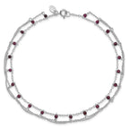 Sterling Silver Rhodolite Garnet Anklet