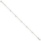 Sterling Silver Puffed Heart 5-Station 9 inch Plus 1 inch Extender - Total 10 inch Anklet