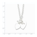 Sterling Silver Engraveable Double Heart Toggle Necklace
