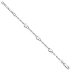Sterling Silver Heart Childs 5 Inch Plus 1 Inch Ext. Bracelet