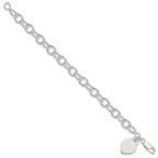 Sterling Silver Polished Engraveable Heart Bracelet