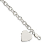 Sterling Silver Engraveable Heart Fancy Link Bracelet