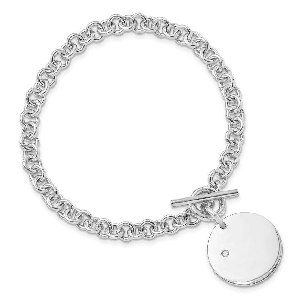 Sterling Silver Rhodium-plated .03ct Diamond Disc Bracelet