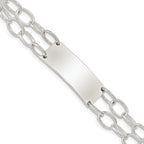 Sterling Silver Double Strand Oval Link ID Bracelet