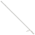 Sterling Silver Polished Latin Cross Charm with 1in Ext. Children's Bracele