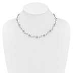 Sterling Silver Rhodium-plated CZ Vine Pattern and Fresheater Cultured Pearl Floral 16 inch Necklace