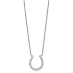 Sterling Silver Rhodium-plated CZ Horseshoe Necklace