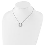 Sterling Silver Rhodium-plated CZ Horseshoe Necklace