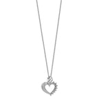 Sterling Silver Rhodium-plated Heart Diamond Necklace