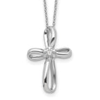 Sterling Silver Rhodium-plated Cross Diamond Necklace