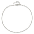 Sterling Silver 2mm Rolo Chain 9 inch Plus 1 inch Extender - Total 10 inch Anklet
