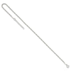 Sterling Silver 1.8mm Singapore Chain 9 inch Plus 1 inch Extender Chain - Total 10 inch Anklet