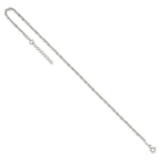 Sterling Silver 2mm Singapore Chain 9 inch Plus 1 inch Extender Chain - Total 10 inch Anklet