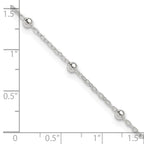 Sterling Silver 1mm Beaded Chain 9 inch Plus 1 inch Extender - Total 10 inch Anklet