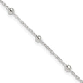 Sterling Silver 1mm Beaded Chain 9 inch Plus 1 inch Extender - Total 10 inch Anklet