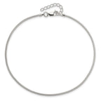 Sterling Silver 1.5mm Round Snake Chain 9 inch Plus 1 inch Extender - Total 10 inch Anklet