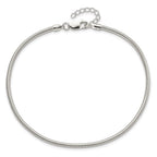 Sterling Silver 2.5mm Snake Chain 9 inch Plus 1 inch Extender - Total 10 inch Anklet