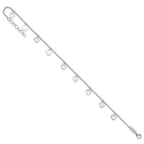 Sterling Silver Double Heart 9 inch Plus 1 inch Extender - Total 10 inch Anklet