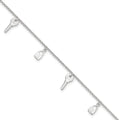 Sterling Silver Lock and Key 9 inch Plus 1 inch Extender - Total 10 inch Anklet