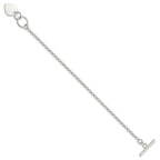 Sterling Silver Fancy Engraveable Heart Bracelet